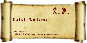 Kulai Mariann névjegykártya